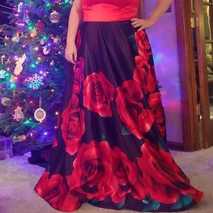 Strapless Roses Prom Dress